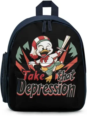 Take That Depression Small Basic Backpack Casual Lightweight Bag Cute Print Travel Blue-style