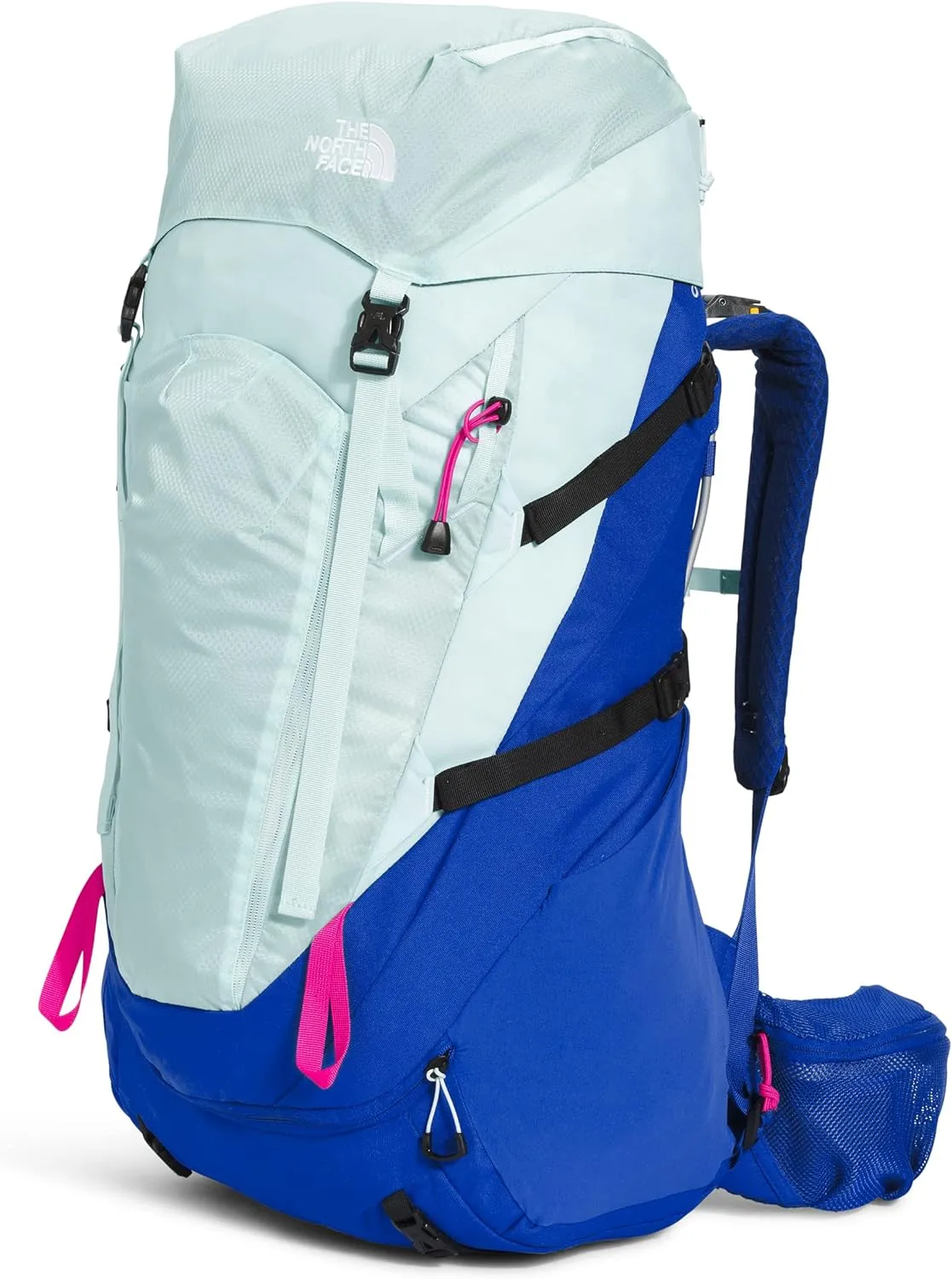 THE NORTH FACE Teen Terra 55 Backpacking Backpack, Skylight Blue/TNF Blue/Linaria Pink, One Size
