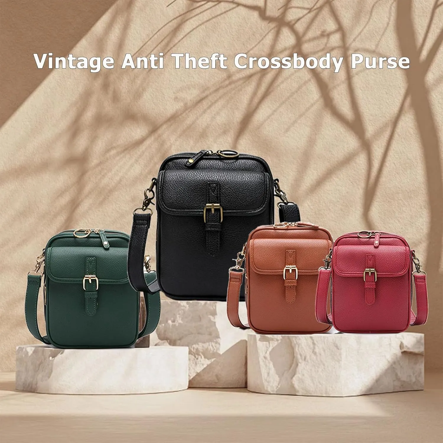 Tojoyride Crossbody Bag, Urvashi Crossbody Bag with 10 Card Slots, Vintage Anti Theft Crossbody Purse with Built in Wallet