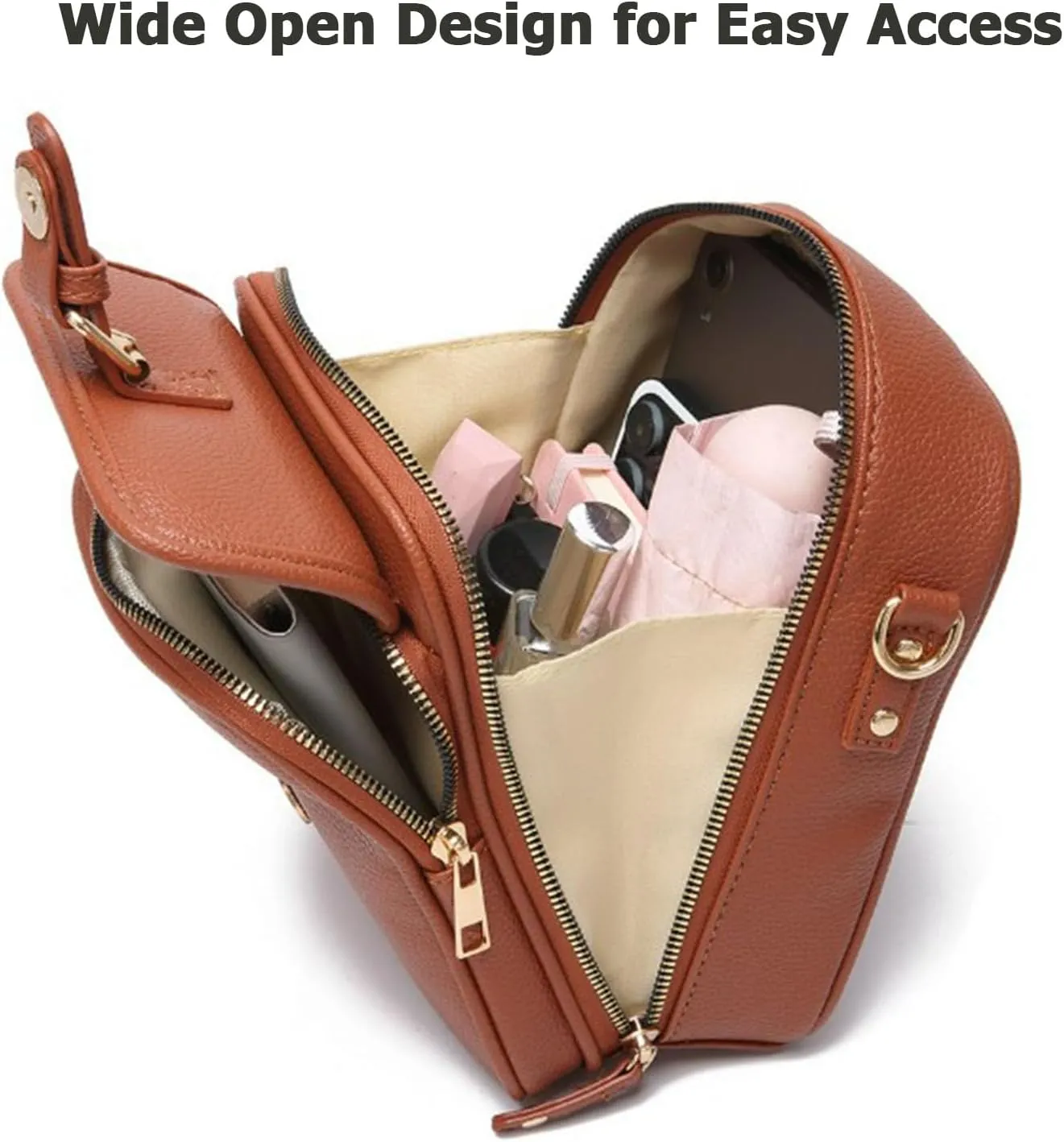 Tojoyride Crossbody Bag, Urvashi Crossbody Bag with 10 Card Slots, Vintage Anti Theft Crossbody Purse with Built in Wallet