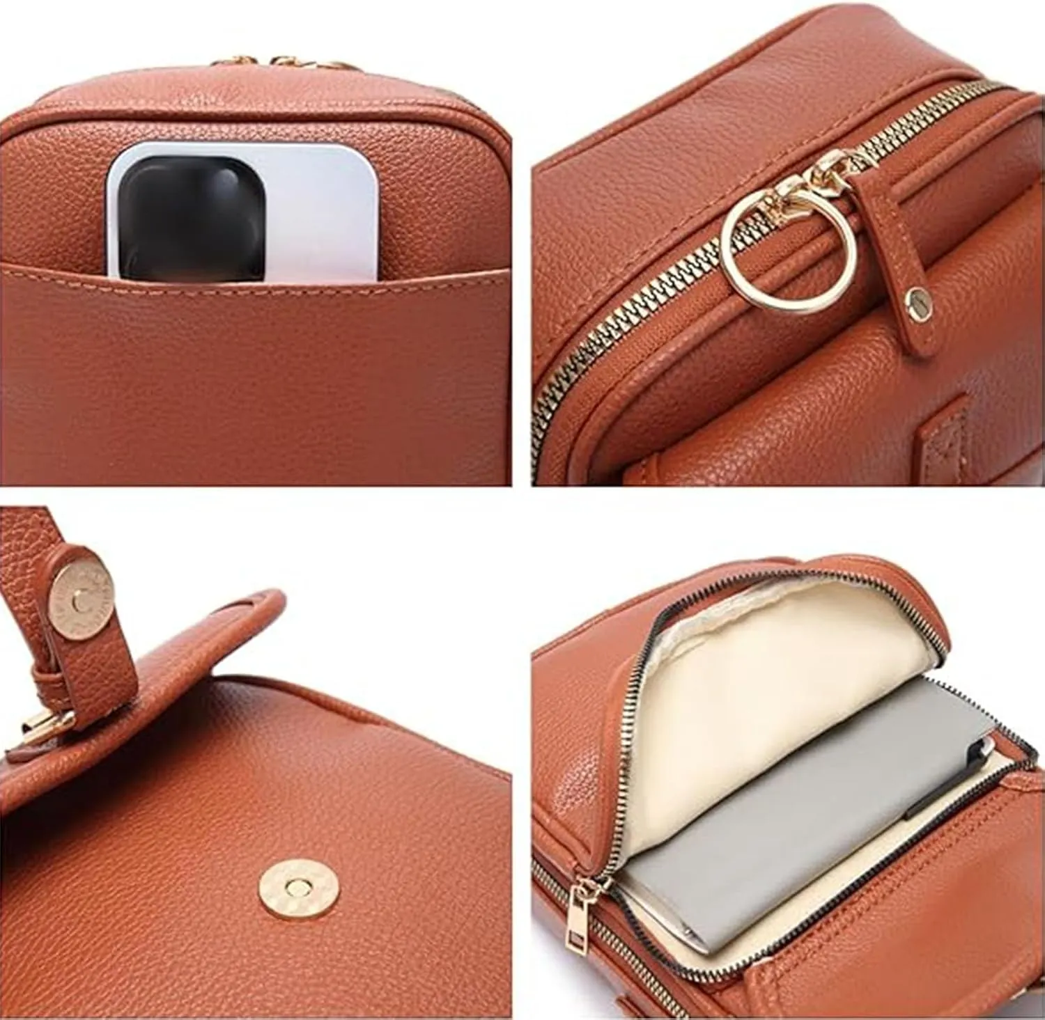 Tojoyride Crossbody Bag, Urvashi Crossbody Bag with 10 Card Slots, Vintage Anti Theft Crossbody Purse with Built in Wallet