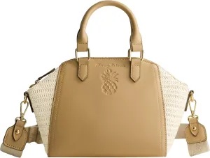 Tommy Bahama Saddle Bag, Women's Crossbody Purse with Embossed Logo and Adjustable Shoulder Strap, Tan