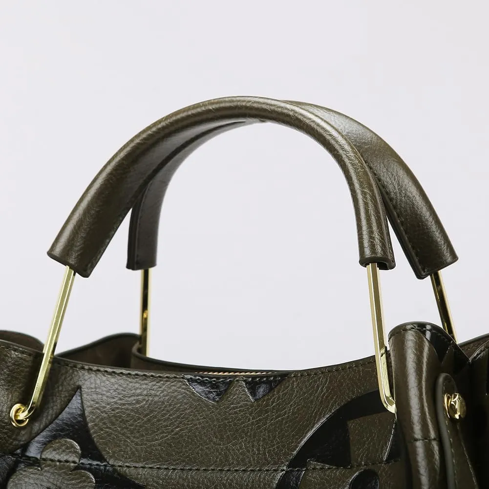 Top Handle Bucket Bag Floral Embossed Handbag Set Vintage Crossbody Bag Vegan Leather Shoulder Tote Bag with Zipper