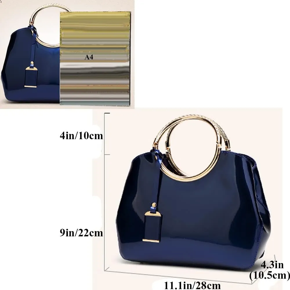 Top Handle Handbags Women Shiny Patent Leather Tote Bags Fashion Satchel Zipper Purse Shoulder Bag Evening Handbag