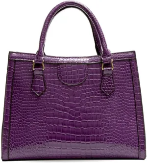 Top-handle Satchel Tote Purse for Women Gloss Patent PU Crocodile Pattern Shoulder Bag Handbag