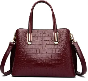 Top Handle Tote Bag Crocodile Genuine Leather Handbags for Women Cross Body Bags Ladies Black Shoulder Satchel Purse