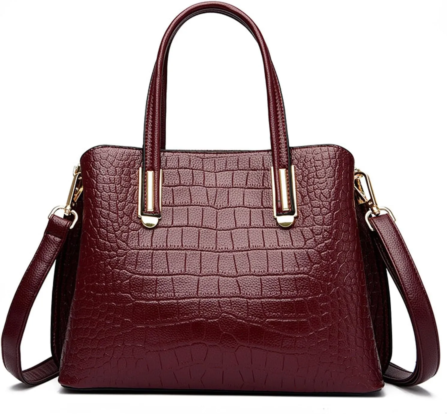 Top Handle Tote Bag Crocodile Genuine Leather Handbags for Women Cross Body Bags Ladies Black Shoulder Satchel Purse
