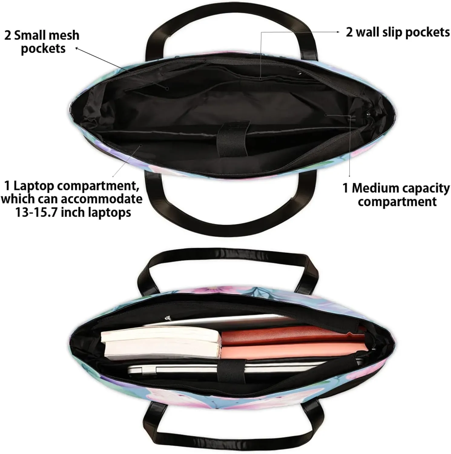 Tote Bag for Women with Zipper, Laptop Tote Bags Laptop Sleeve Case Shoulder Bag Messenger Bags