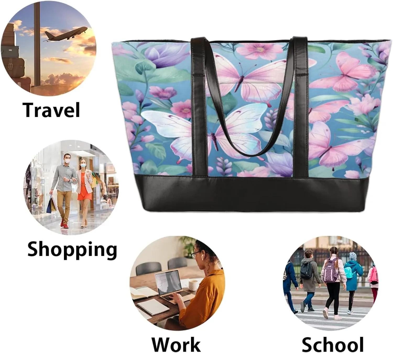 Tote Bag for Women with Zipper, Laptop Tote Bags Laptop Sleeve Case Shoulder Bag Messenger Bags