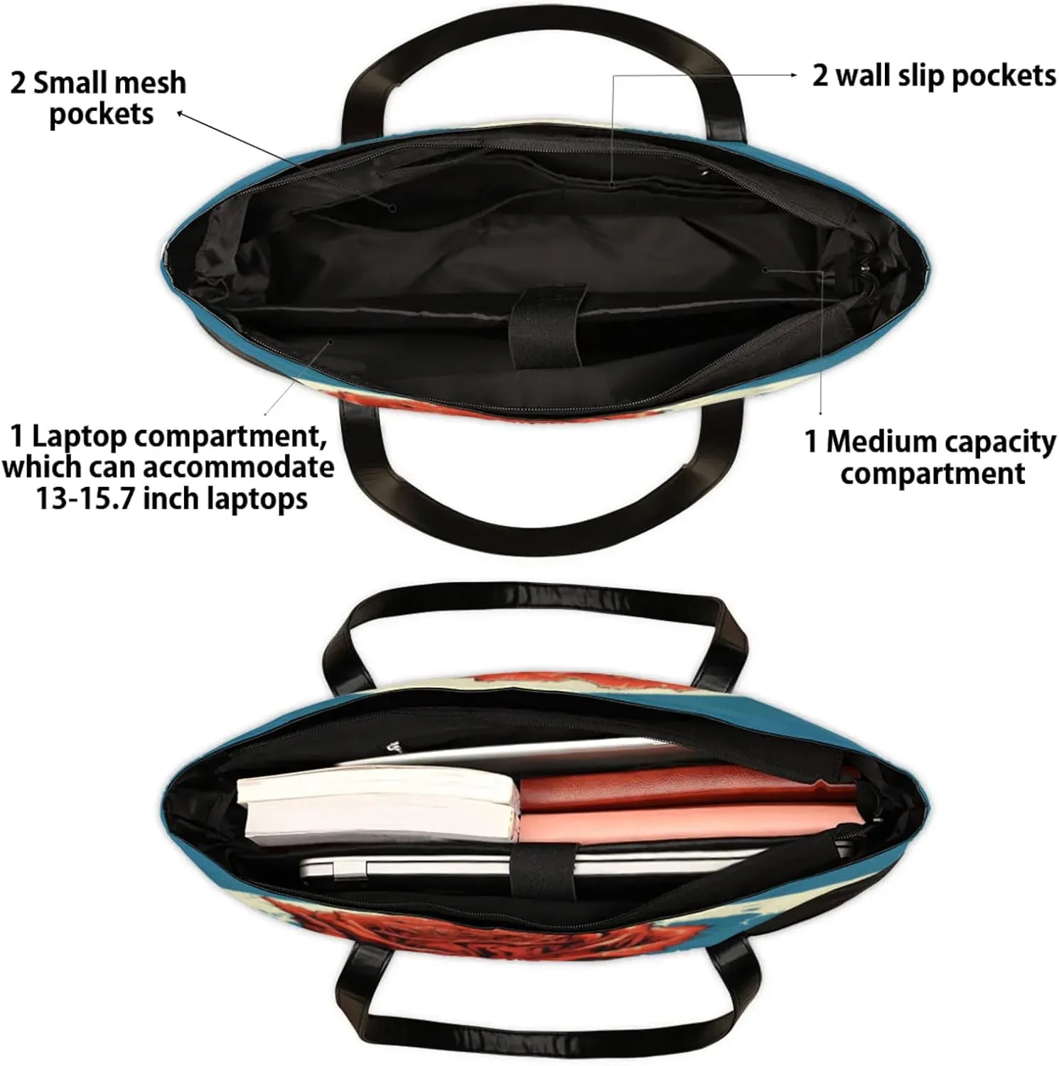 Tote Bag for Women with Zipper, Laptop Tote Bags Laptop Sleeve Case Shoulder Bag Messenger Bags