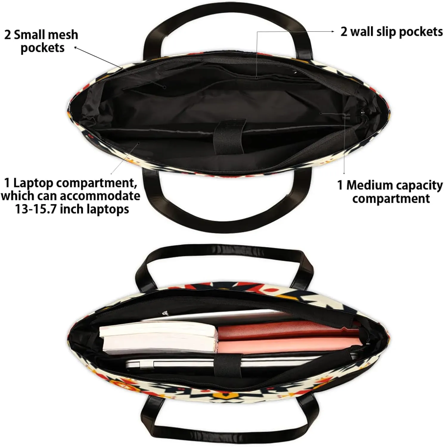 Tote Bag for Women with Zipper, Laptop Tote Bags Laptop Sleeve Case Shoulder Bag