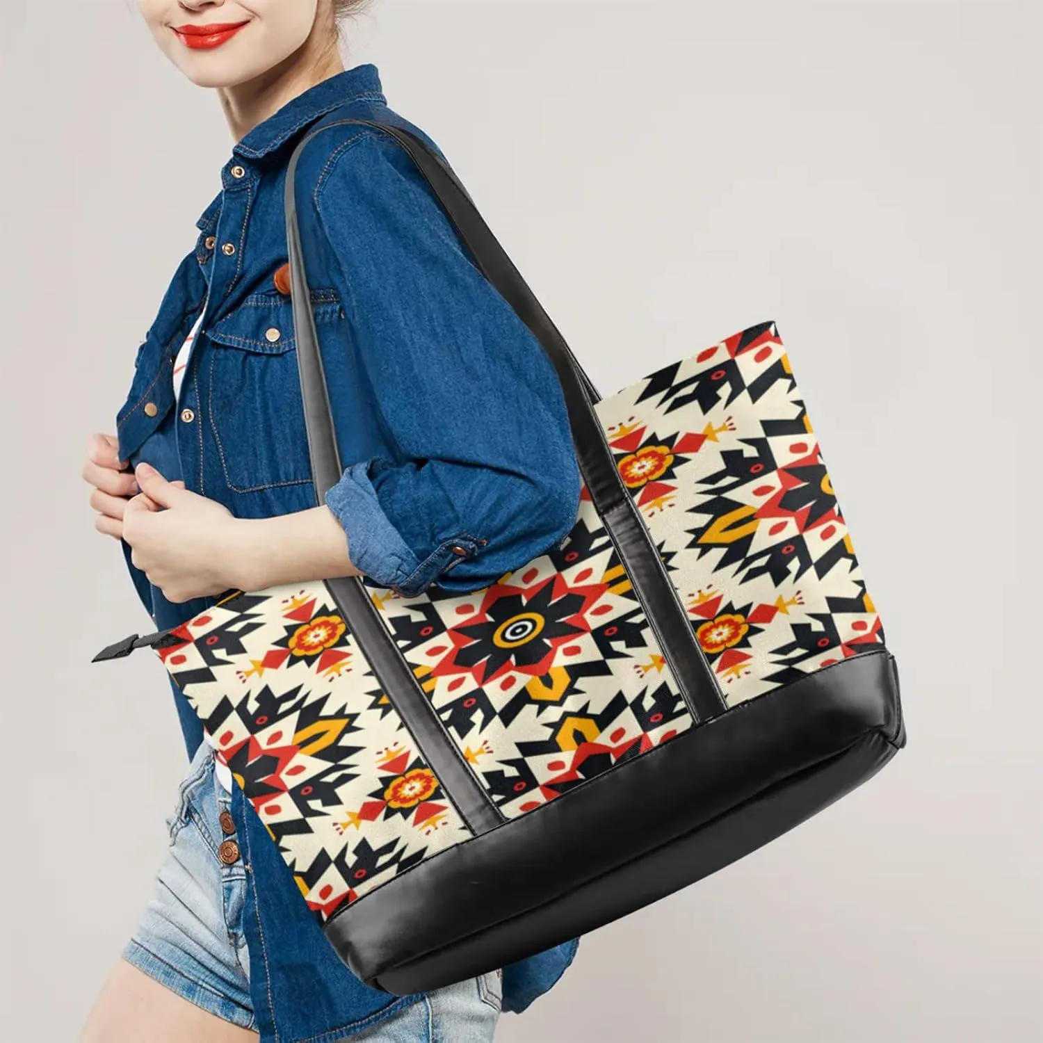 Tote Bag for Women with Zipper, Laptop Tote Bags Laptop Sleeve Case Shoulder Bag