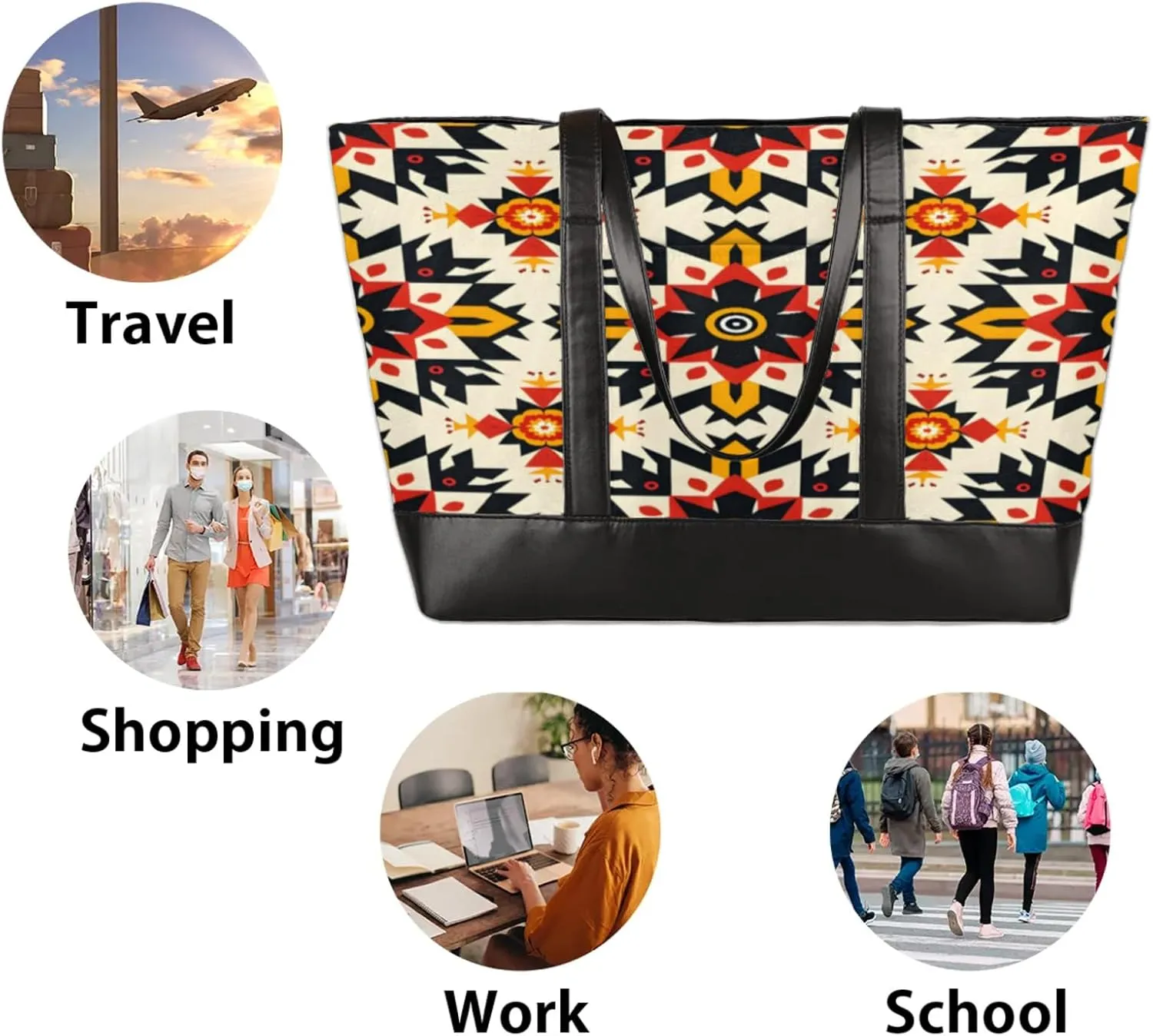 Tote Bag for Women with Zipper, Laptop Tote Bags Laptop Sleeve Case Shoulder Bag