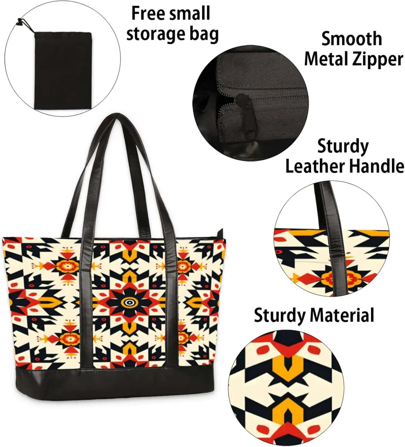Tote Bag for Women with Zipper, Laptop Tote Bags Laptop Sleeve Case Shoulder Bag