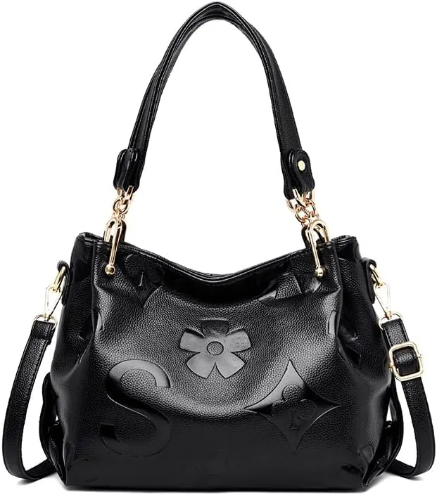 Tote Bag for Women,Trendy Floral Embossed Handbag Light Luxury Faux Leather Crossbody Bag Top-Handle Clutch Purse