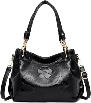 Tote Bag for Women,Trendy Floral Embossed Handbag Light Luxury Faux Leather Crossbody Bag Top-Handle Clutch Purse