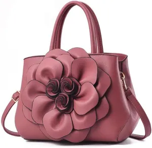 Tote Top-handle Handbags for Women 3D Floral Purse PU Leather Hobo Crossbody Shoulder Bag Satchel
