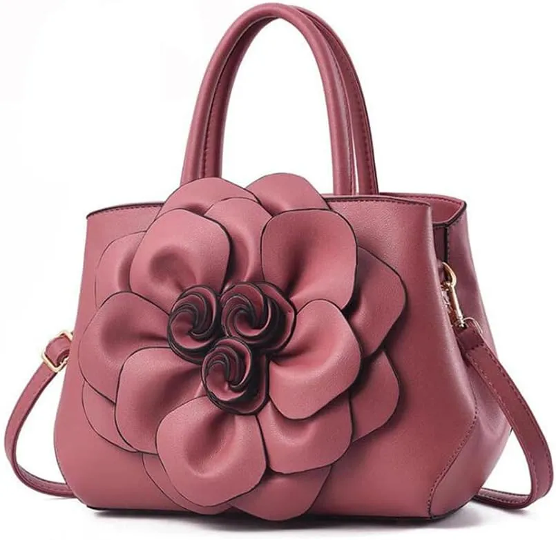 Tote Top-handle Handbags for Women 3D Floral Purse PU Leather Hobo Crossbody Shoulder Bag Satchel