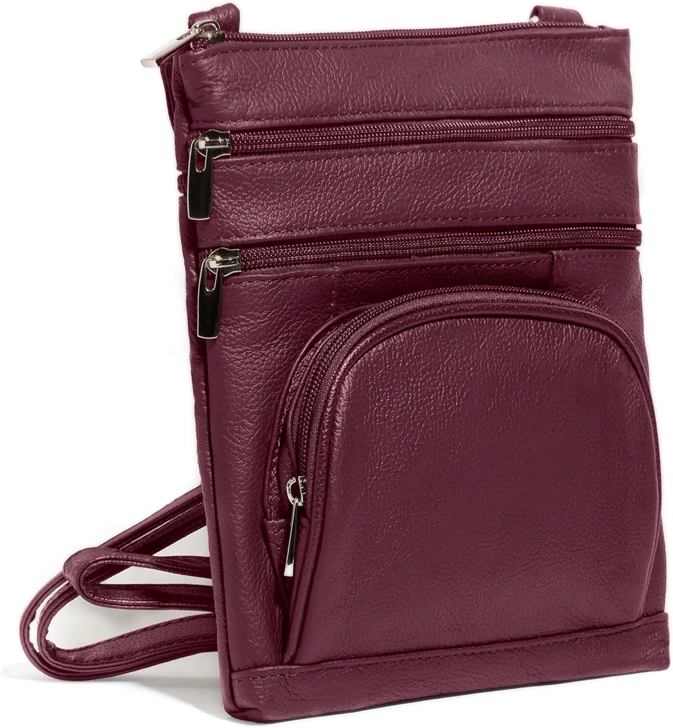TOVOSO Crossbody Bag for Women, Genuine Leather Multi-Pocket Purse with Adjustable Strap, RFID Protection, Built-In Wallet