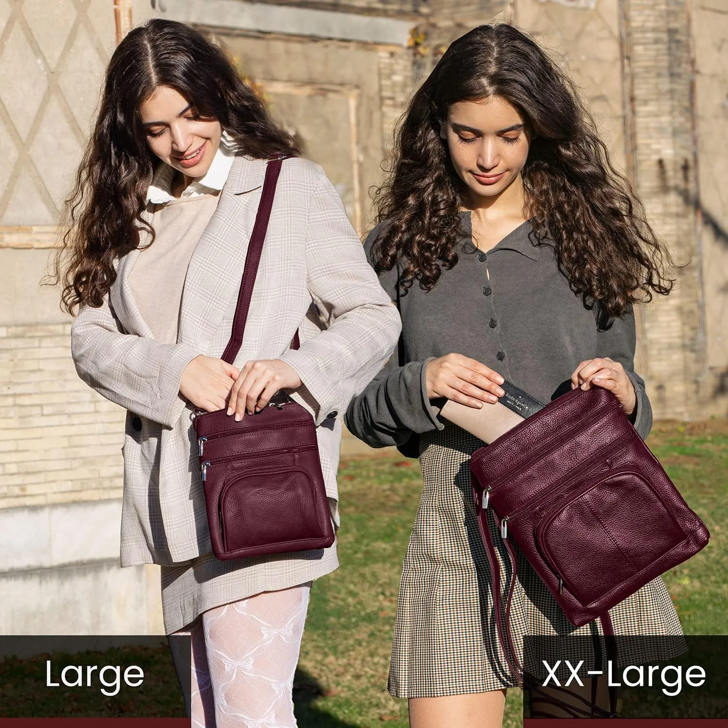 TOVOSO Crossbody Bag for Women, Genuine Leather Multi-Pocket Purse with Adjustable Strap, RFID Protection, Built-In Wallet