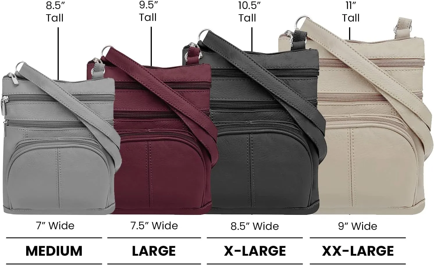 TOVOSO Crossbody Bag for Women, Genuine Leather Multi-Pocket Purse with Adjustable Strap, RFID Protection, Built-In Wallet