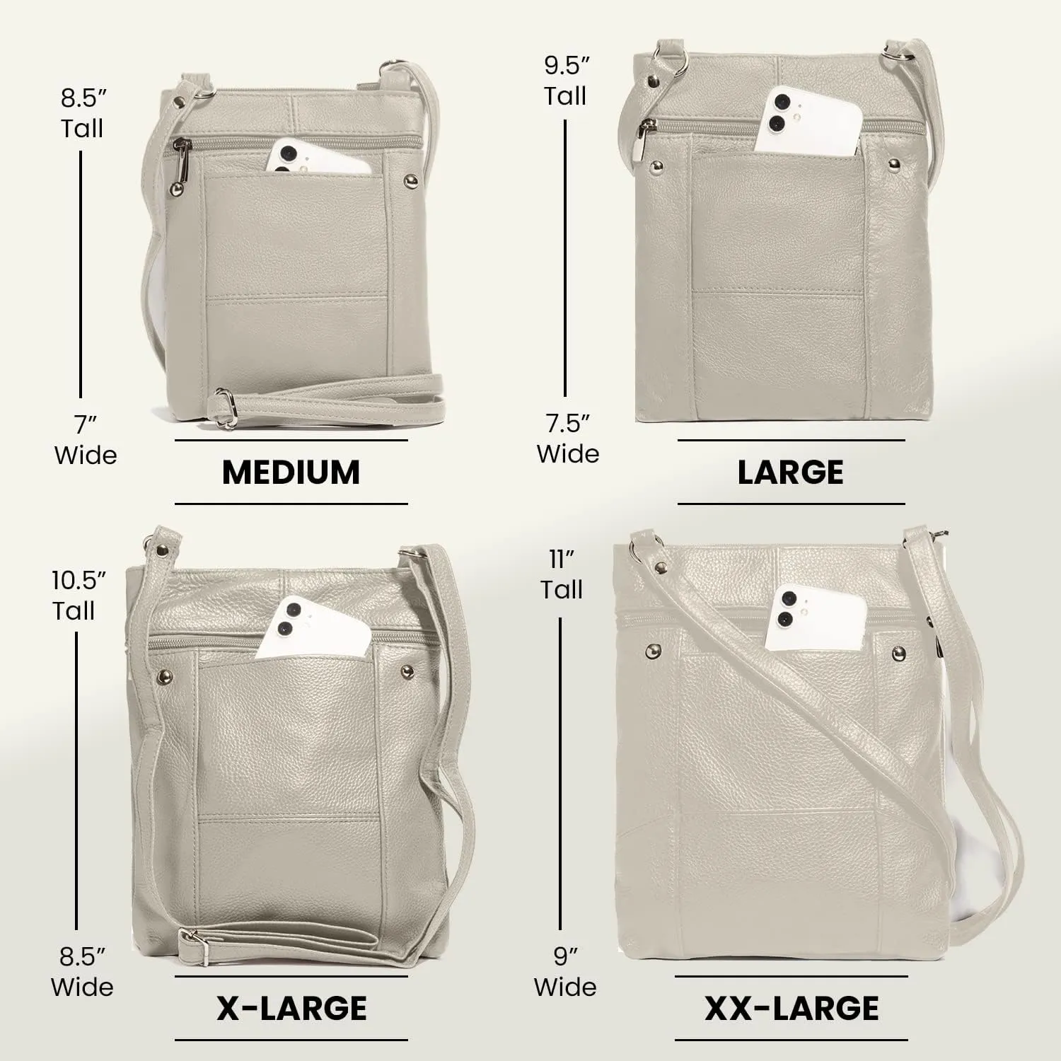 TOVOSO Crossbody Bag for Women, Genuine Leather Multi-Pocket Purse with Adjustable Strap, RFID Protection, Built-In Wallet