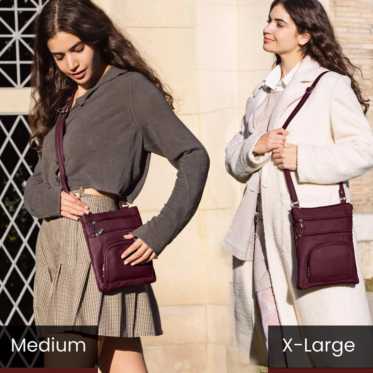 TOVOSO Crossbody Bag for Women, Genuine Leather Multi-Pocket Purse with Adjustable Strap, RFID Protection, Built-In Wallet