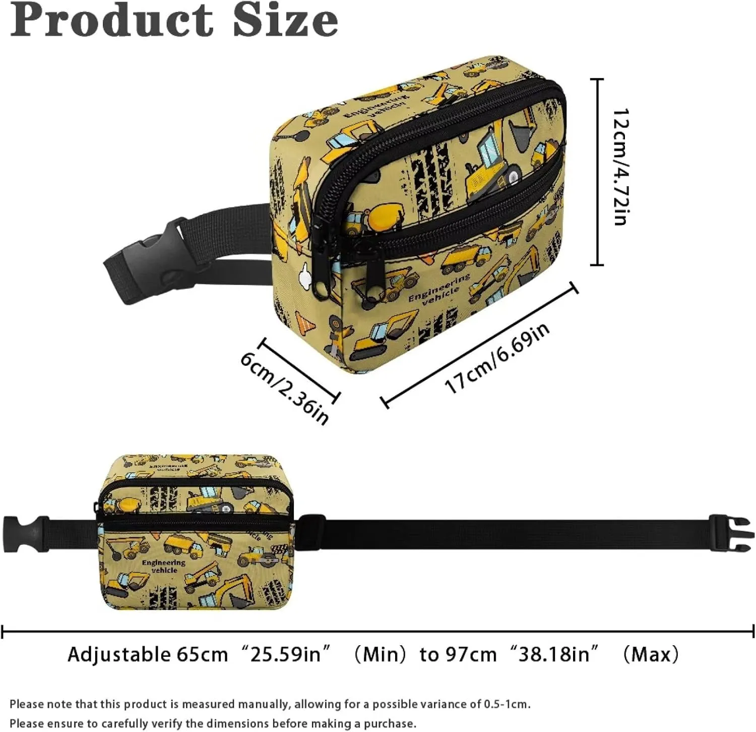 Tractor Fanny Pack for Trendy Boys Waist Bag Middle Belt Bag Primary Girls Lightweight with Zippered 2 Pockets Adjustable Belt One Child Shoulder Sport Running Camping Trip School