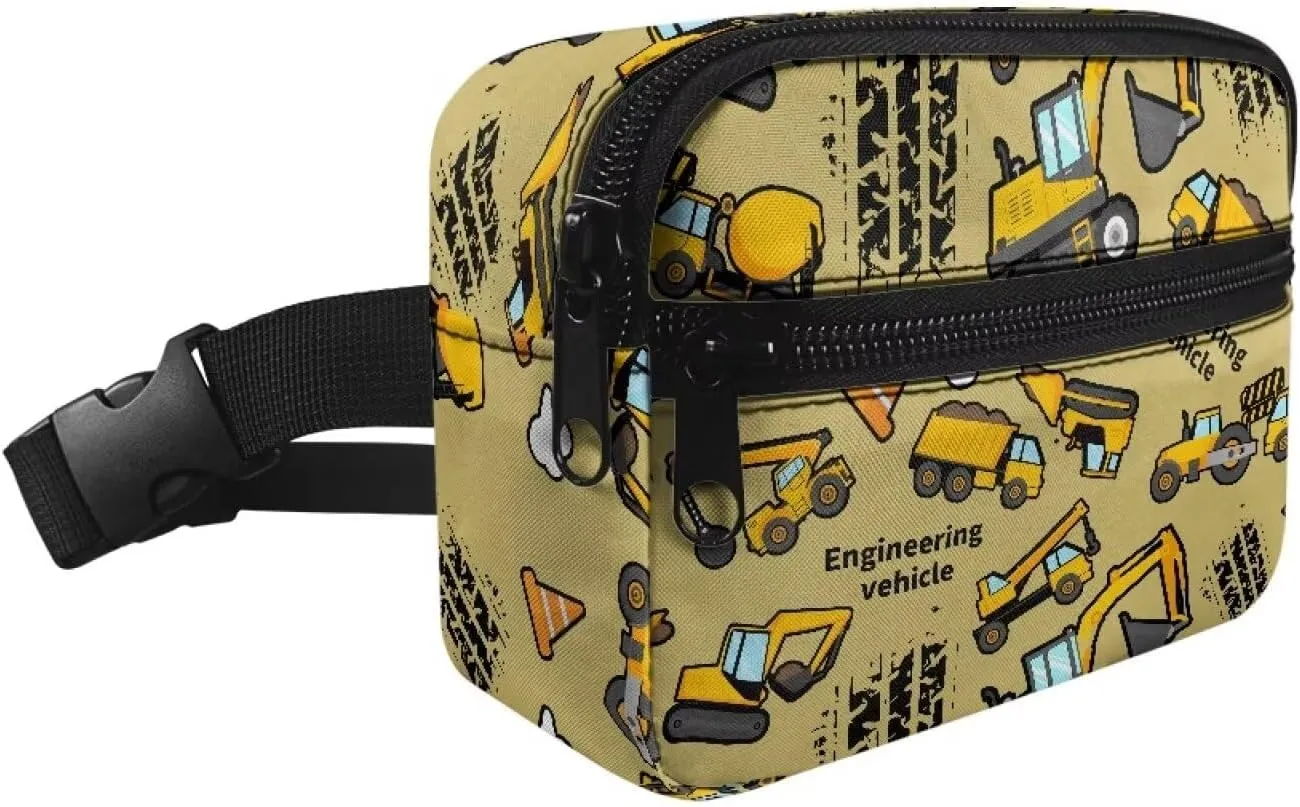 Tractor Fanny Pack for Trendy Boys Waist Bag Middle Belt Bag Primary Girls Lightweight with Zippered 2 Pockets Adjustable Belt One Child Shoulder Sport Running Camping Trip School