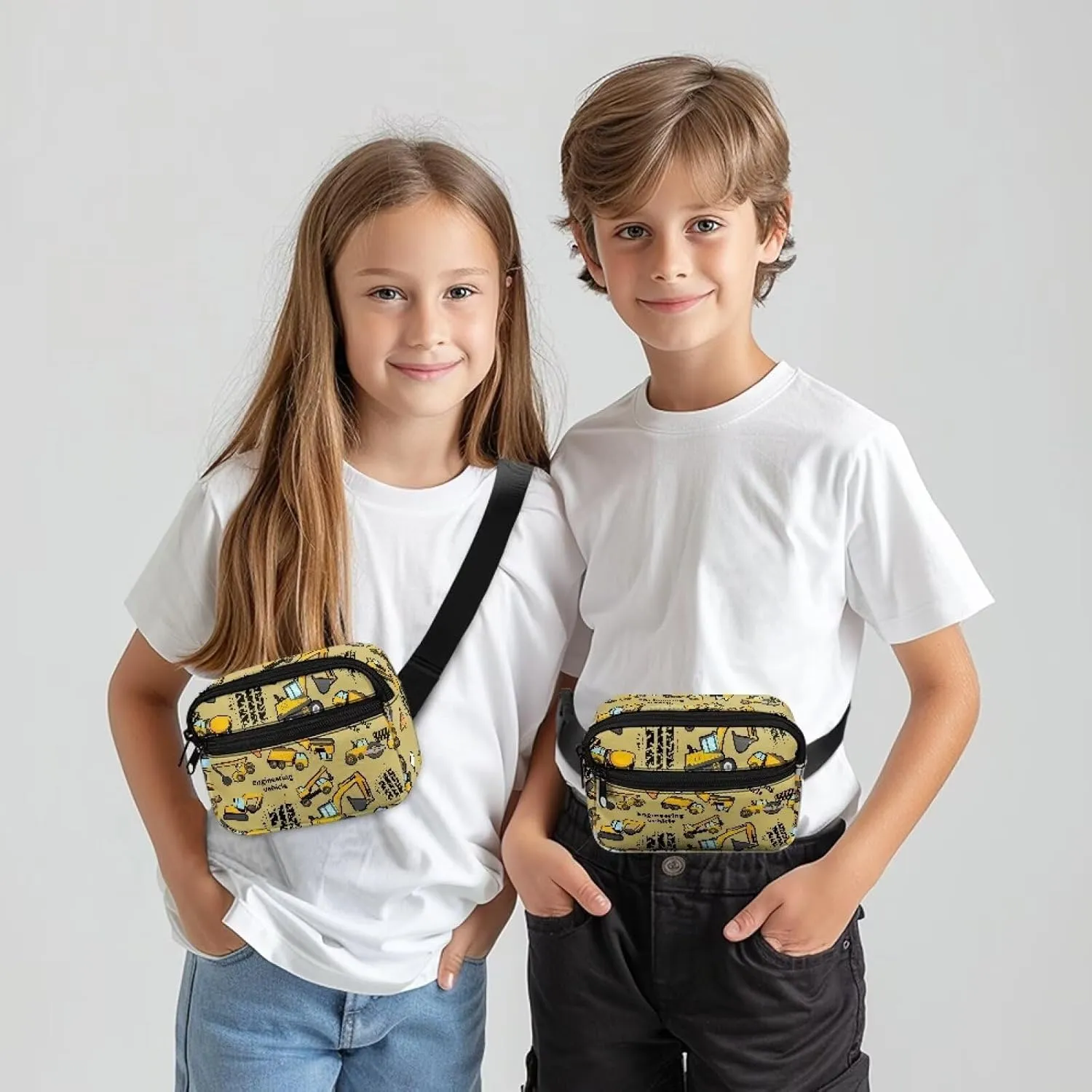 Tractor Fanny Pack for Trendy Boys Waist Bag Middle Belt Bag Primary Girls Lightweight with Zippered 2 Pockets Adjustable Belt One Child Shoulder Sport Running Camping Trip School
