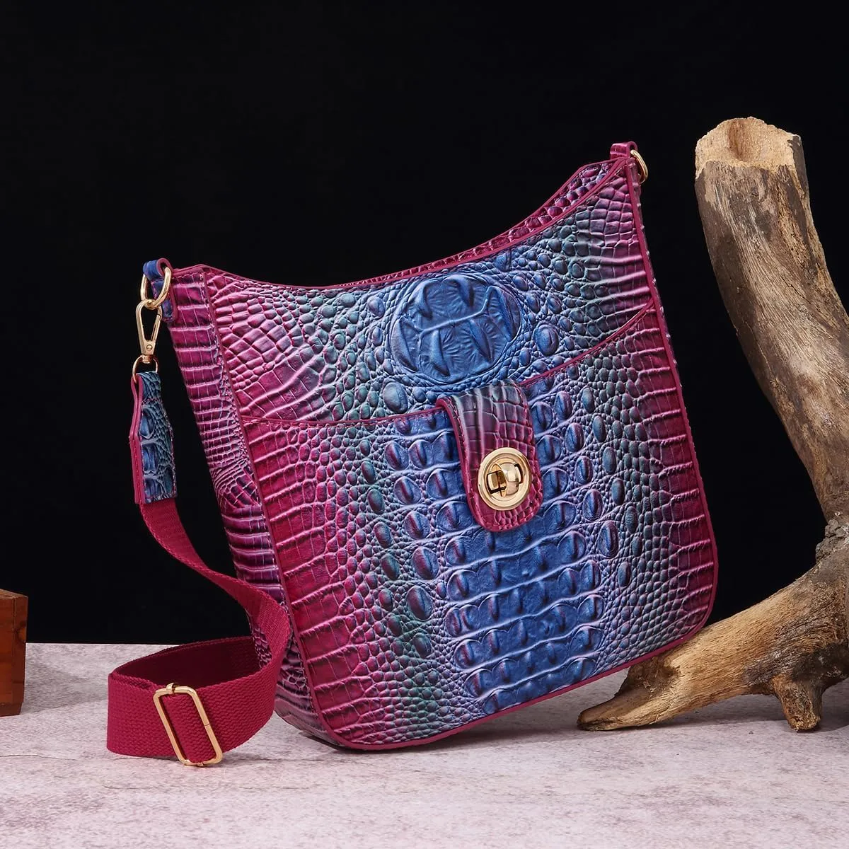 UBALDI Women Purse Satchel Bag Long Crossbody Classy Tote Bag Shoulder Purse Vegan Leather Ladies Handbags Embossed Pattern