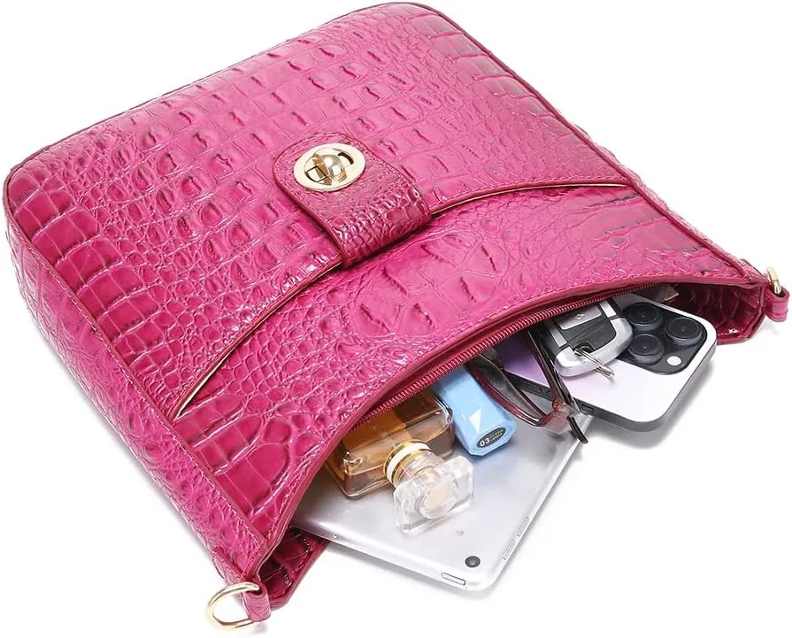 UBALDI Women Purse Satchel Bag Long Crossbody Classy Tote Bag Shoulder Purse Vegan Leather Ladies Handbags Embossed Pattern