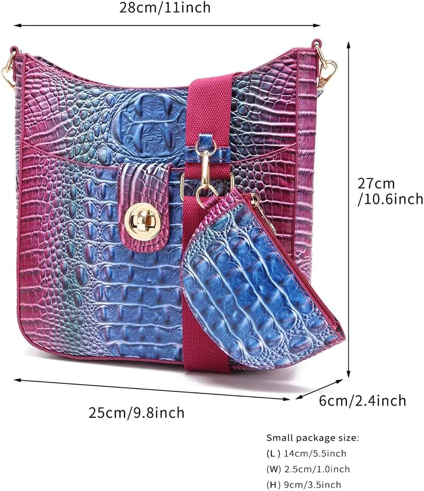UBALDI Women Purse Satchel Bag Long Crossbody Classy Tote Bag Shoulder Purse Vegan Leather Ladies Handbags Embossed Pattern
