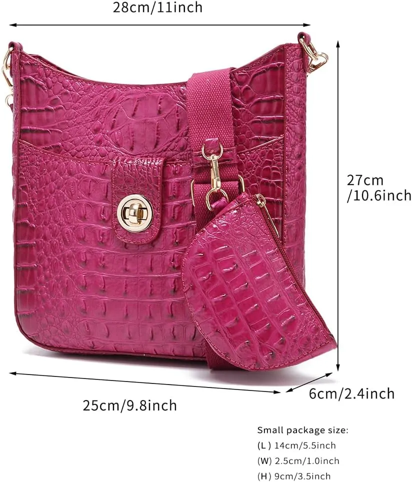 UBALDI Women Purse Satchel Bag Long Crossbody Classy Tote Bag Shoulder Purse Vegan Leather Ladies Handbags Embossed Pattern