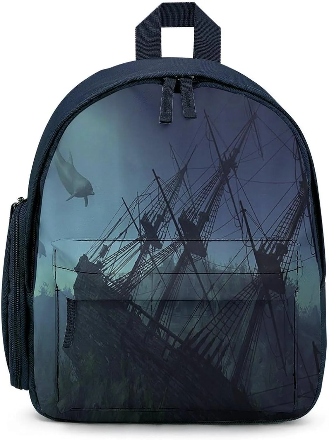 Undersea Shipwreck Simple Backpack Lightweight Cute Printing Shoulder Bag Family Travel Blue-style