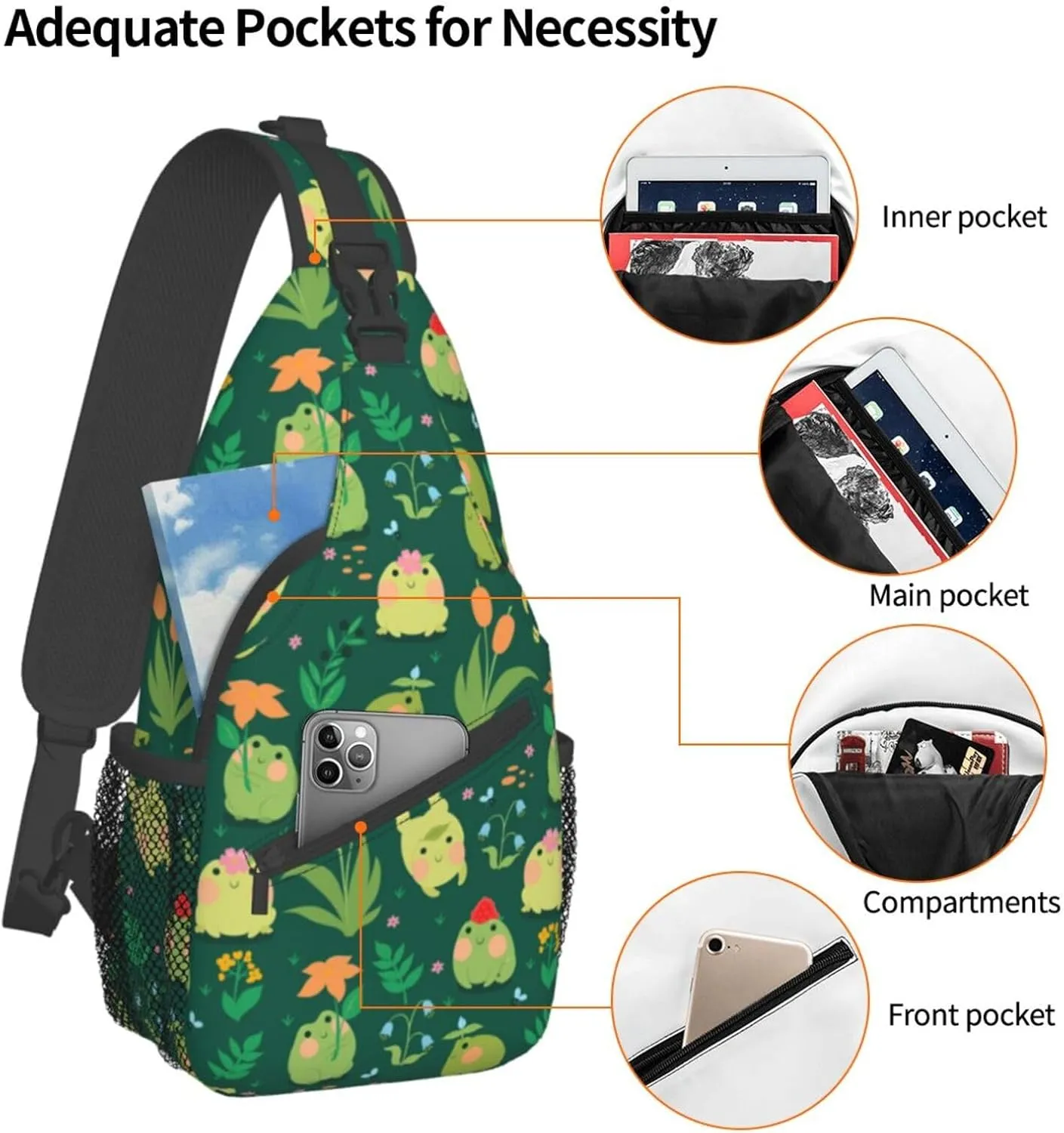 Unisex Sling Bag Crossbody Backpack for Men Women Casual Chest Sling Bag Shoulder Backpack Travel Hiking Daypack