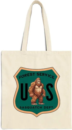 Us Forest Service Sasquatch Dept Cotton Tote Bag for Women Men Casual Tote Bag Cloth Canvas Shopping Bags with Handles Cute Bags Everyday Use 15" x 16" Aesthetic Gift ID44997