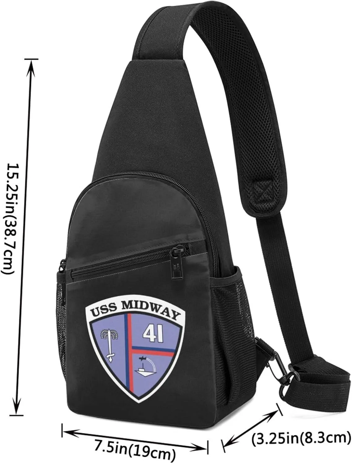 USS Midway CV-41 Sling Bag Crossbody Backpack Shoulder Casual Daypack Bags for Men