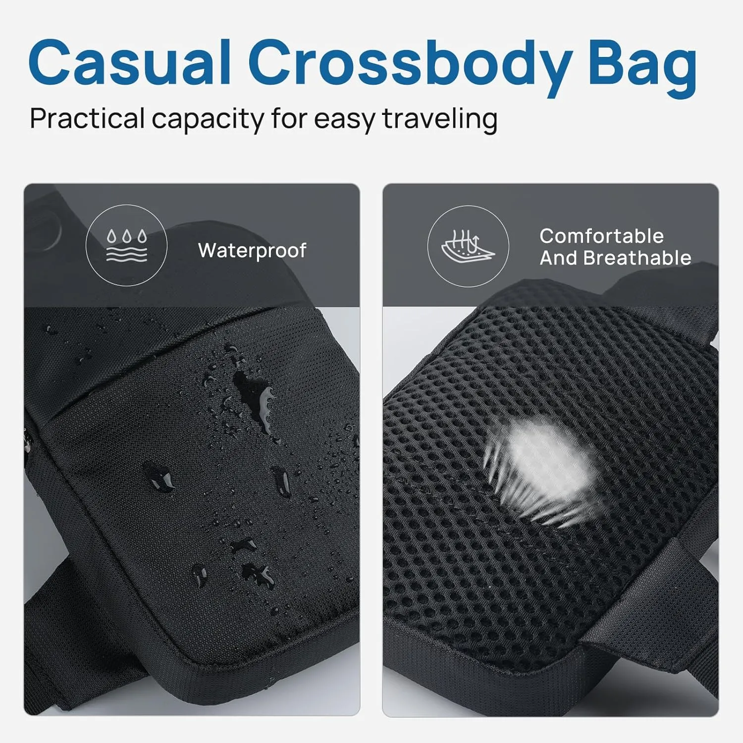 VADOO Sling Bag, Small Crossbody Bag with RFID Blocking for Women and Men, Lightweight Chest Phone Mini Bag for Travel Casual