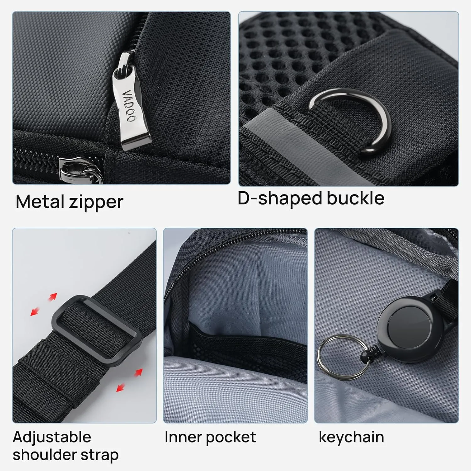 VADOO Sling Bag, Small Crossbody Bag with RFID Blocking for Women and Men, Lightweight Chest Phone Mini Bag for Travel Casual
