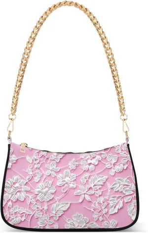 Valentine' Day White Lace Small Floral trendy chain small shoulder purse hand bag for fall