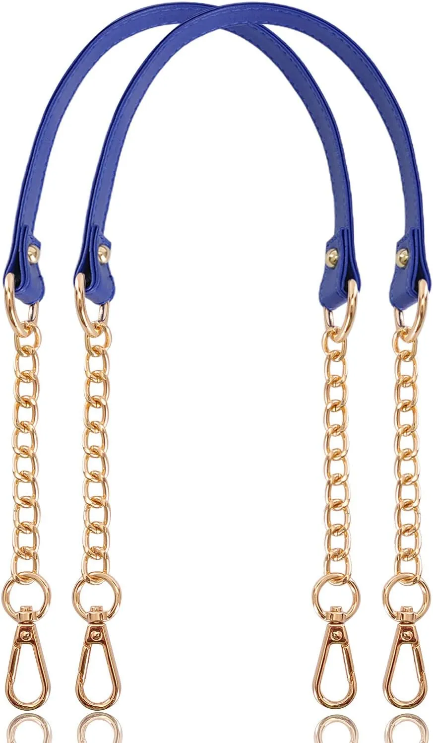 VanEnjoy 2PCS Microfiber Leather Purse Chain Handles Replacement for Shoulder Bag Handbag - 23.6x0.71(LxW) (Blue-Gold Metal)