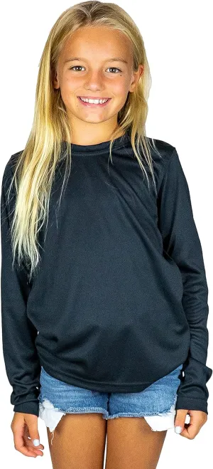 Vapor Apparel Youth Boys and Girls UPF 50  Quick Dry Sun Protection Outdoor Swim Performance Rash Guard Long Sleeve Shirt