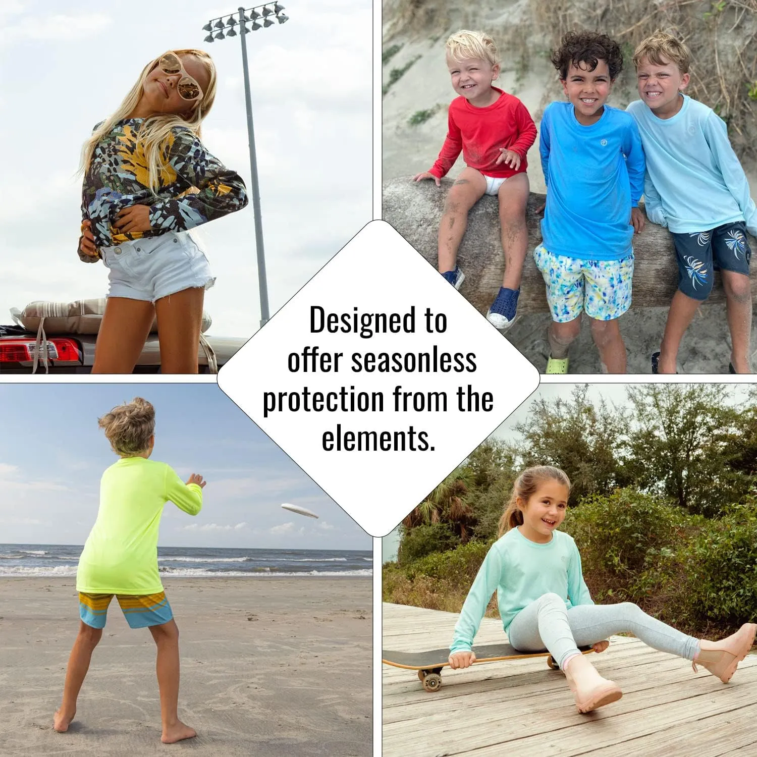 Vapor Apparel Youth Boys and Girls UPF 50  Quick Dry Sun Protection Outdoor Swim Performance Rash Guard Long Sleeve Shirt