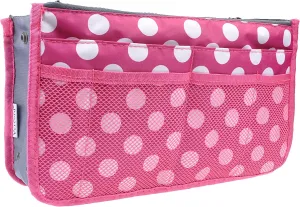 Vercord Purse Organizer Insert for Handbags Bag Organizers Inside Tote Pocketbook Women Nurse Nylon 13 Pockets Rose Dot Medium