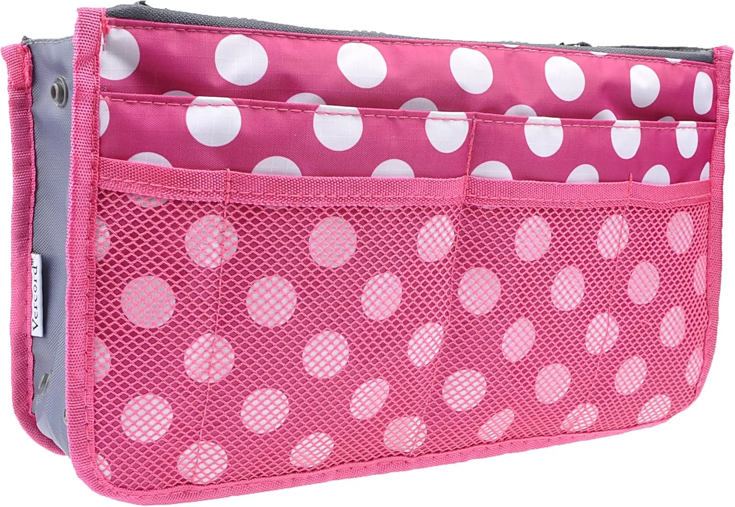 Vercord Purse Organizer Insert for Handbags Bag Organizers Inside Tote Pocketbook Women Nurse Nylon 13 Pockets Rose Dot Medium