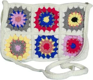 Verdusa Women's Floral Crocheted Crossbody Bag Woven Shoulder Handbag Purse