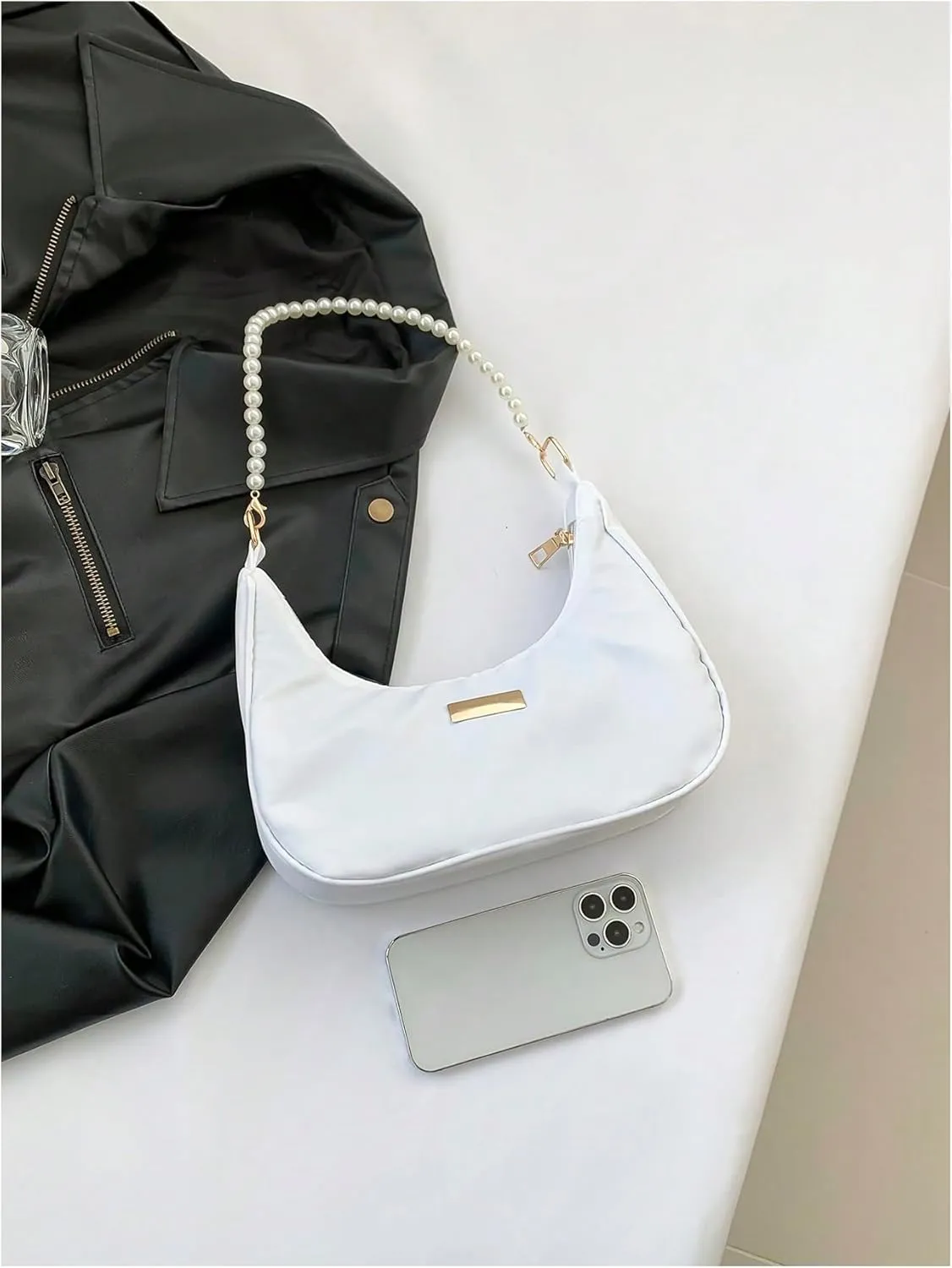 Verdusa Women's Pearl Top Handle Shoulder Handbag Floral Hobo Bag