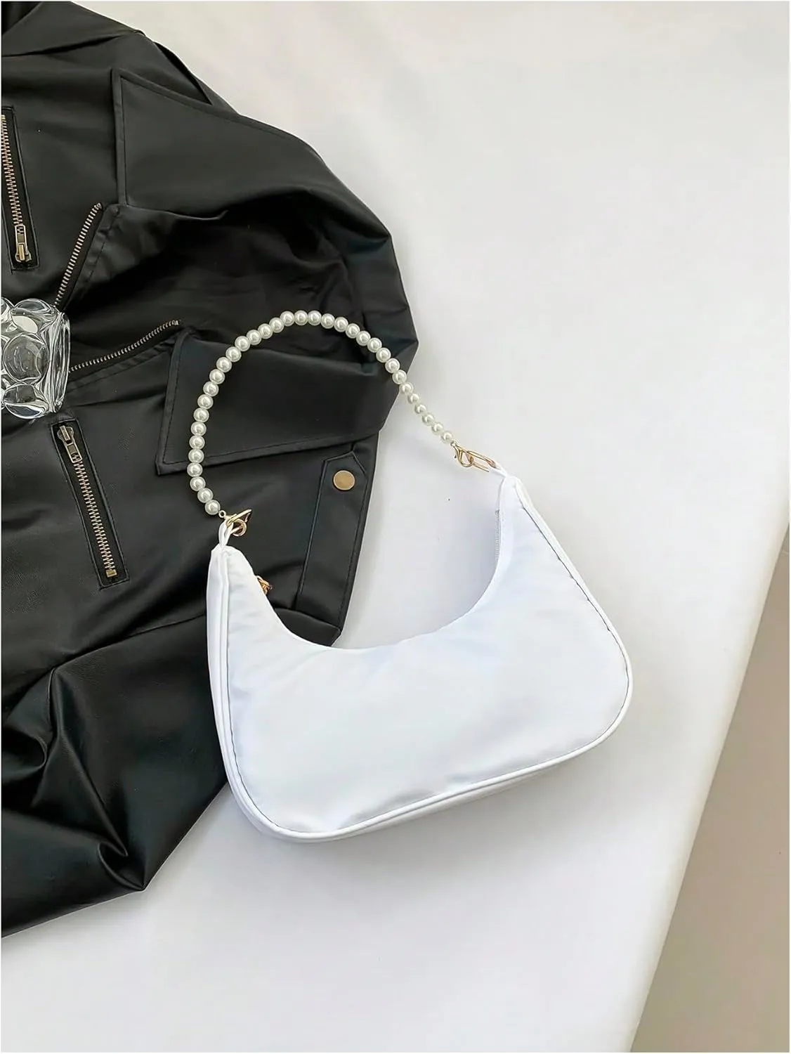 Verdusa Women's Pearl Top Handle Shoulder Handbag Floral Hobo Bag