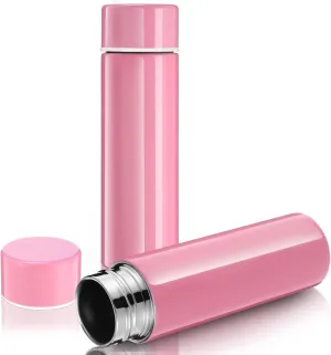 Vesici Mini Water Bottles 4.4 oz Cute Small Insulated Stainless Steel Purse Water Bottles Pocket Slim Flask Keeps Drink Cold and Hot for Women Lunch Bag Coffee(Pink,2 Pack)